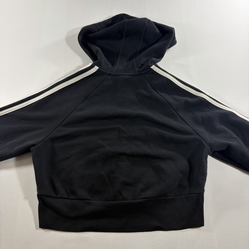 Adidas Youth Girls XS 6/6X Black Full-Zip Hooded Sweatshirt 3-Stripe - Picture 7 of 7